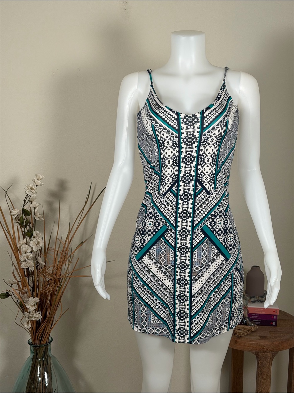 Teal, Gray & White Mini Dress by Tart, XS